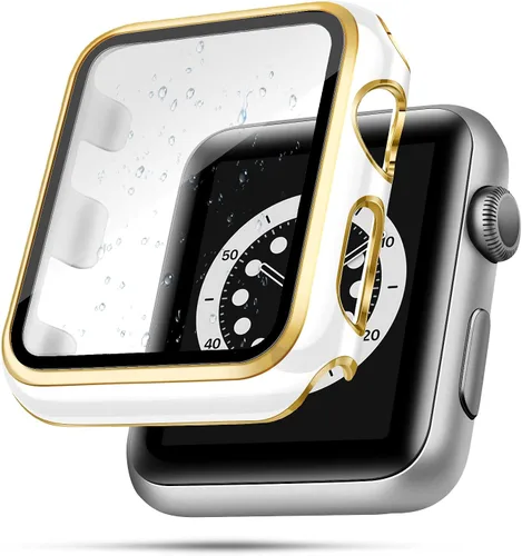 Miniatura 17 de top4cus Carcasa de 38mm compatible con Apple Watch, con protector de pantalla de vidrio templado incorporado, cubierta de PC para iWatch Series