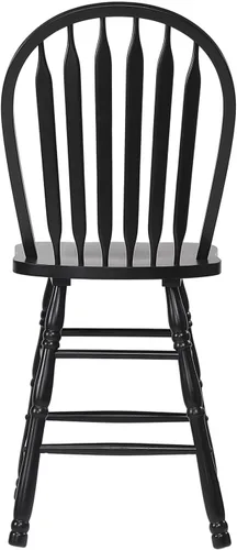 Miniatura 4 de Sunset Trading Selections Arrowback Taburete de bar de 24 pulgadas Taburete de madera maciza negra envejecida Juego de 2 asientos de isla
