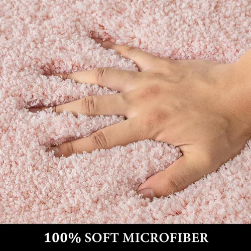 Miniatura 2 de Quadrant - Tapete de baño curvado, tapete de ducha semicircular, tapete de ducha de esquina de microfibra antideslizante, esponjoso, lavable y Rosa