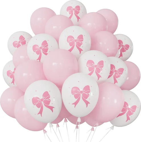 Miniatura 23 de Globos rosa, 60 globos de color rosa fuerte y blanco, globos de confeti magenta para niñas, decoración temática de cumpleaños, baby shower