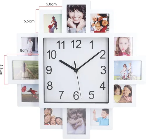 Miniatura 2 de Lazmin112 Reloj de pared con marco de fotos blanco de 15.35 pulgadas, marco de fotos electrónico montado en la pared para hacer tu propio reloj