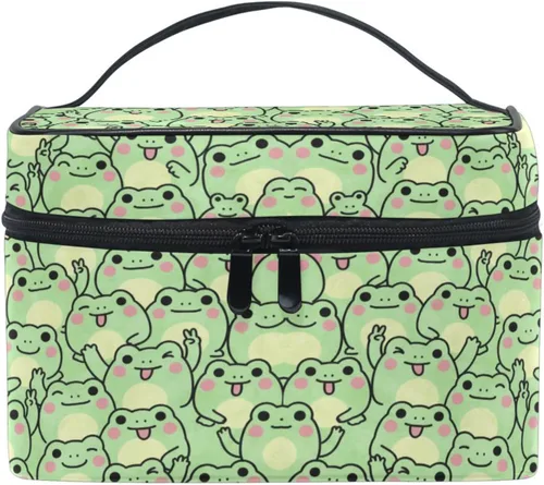 Miniatura 39 de Bolsa de Maquillaje, Estuche de Maquillaje Organizador de Viaje con Diseño de Calavera y Flores, Estuche de Cosméticos, Bolsas de Aseo para Niñas