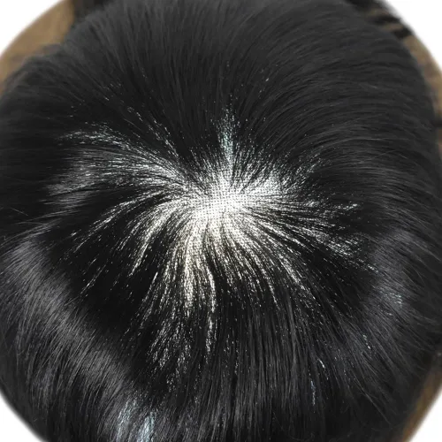 Miniatura 5 de Toupee para hombres Cabello humano real suave encaje suizo para hombre Toupee Hair Piece Sistema de reemplazo para hombres Sistema de pelo Protesis