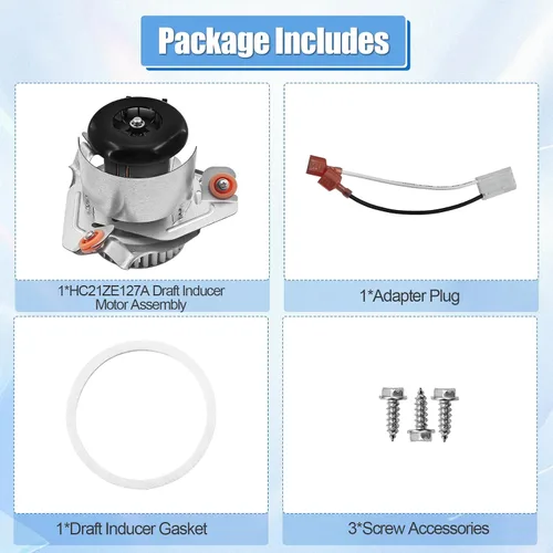Miniatura 6 de HC21ZE127A Conjunto de motor inductor de tiro de horno de doble velocidad con tapones dobles para motor de soplador de horno portador 347822-763