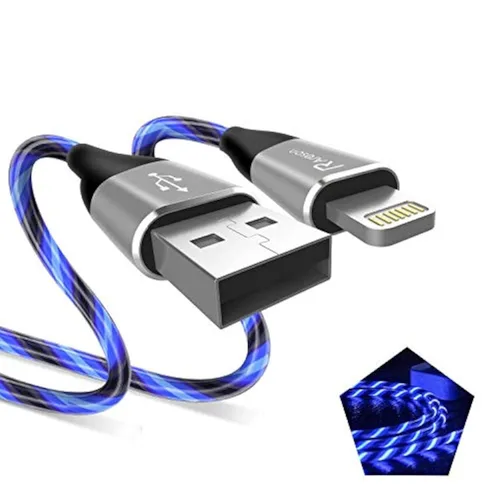Cable cargador de iPhone con luz LED, cables Lightning LED paquete de 1 | Certificado MFi de Apple | Cable de carga rápida USB para Apple iPhone 13,