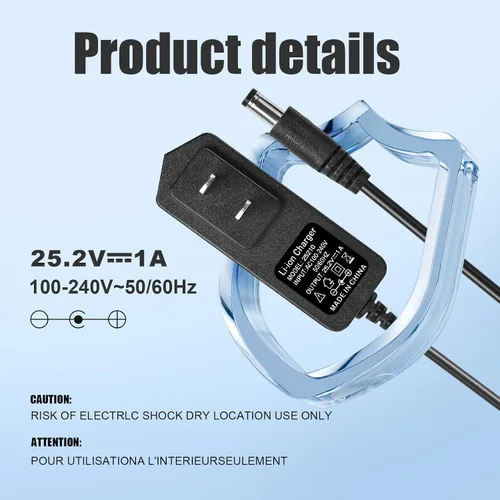 Miniatura 2 de Cargador de pistola de masaje de 24 V-25.2 V para Taotronics, Hypervolt, Opove, Toloco, Legiral, Bobbito, pistolas de masaje de percusión de tejido