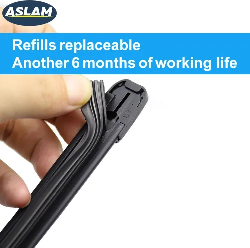 Miniatura 2 de ASLAM Limpiaparabrisas para todas las estaciones, tipo M, 24 + 21 pulgadas, adaptadores multifuncionales y repuestos reemplazables, doble vida útil