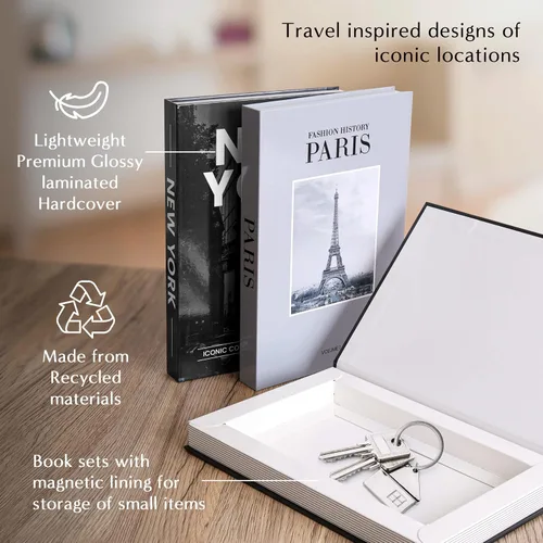 Miniatura 3 de Juego de 3 libros decorativos de diseño para decoración del hogar, estética, falsos en blanco y negro, para decoración en mesa de café, estantería