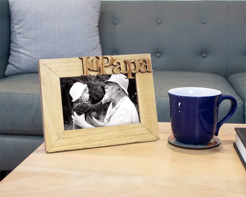 Miniatura 3 de Isaac Jacobs - Marco de fotos de madera con texto en inglés "I Love Papa" / I Heart Papa, regalo de fotos para papá, abuelo, familia, para mesa