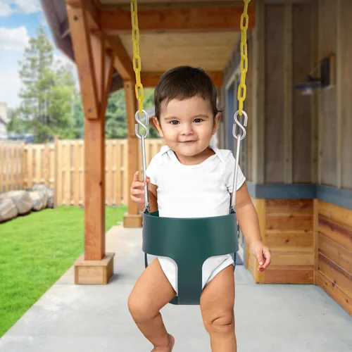 Miniatura 4 de Sorbus Cuna para bebé - Columpio para niños pequeños con respaldo alto, columpio tipo cubeta para bebés y niños pequeños, con cadenas recubiertas