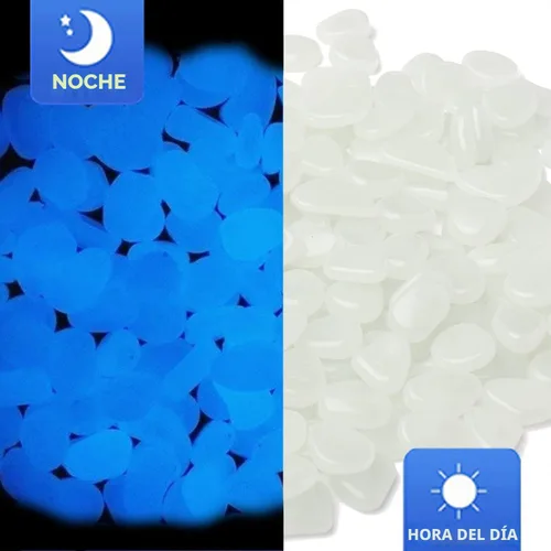 Miniatura 3 de Oubest Guijarros/Piedras que Brillan en la Oscuridad/Rocas Luminosas Decoración Azul para Jardín/Pecera/Acuario/Sendero/Entrada de Blanco