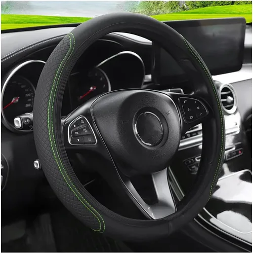 LoyaForba Funda de cuero para volante de automóvil, protector elástico transpirable antideslizante para volante, accesorios interiores de automóvil