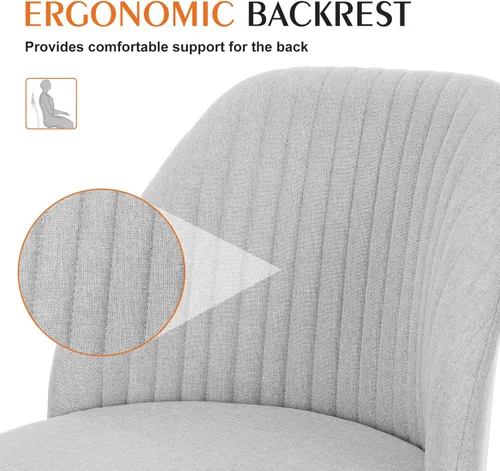 Miniatura 5 de Sweetcrispy Silla de tocador sin brazos, bonita y cómoda silla de escritorio para oficina en casa con ruedas, moderno asiento de trabajo tapizado