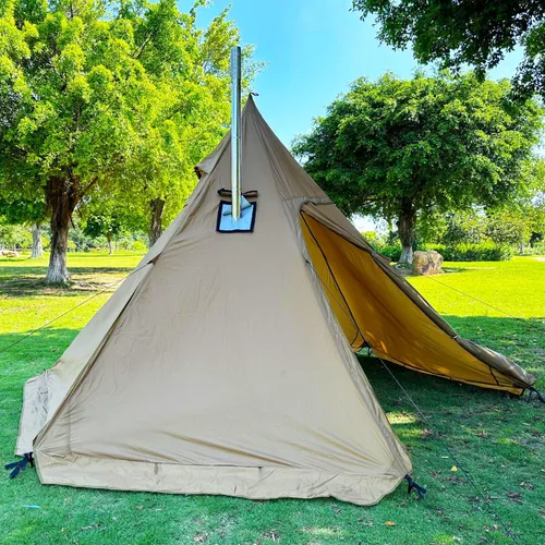Miniatura 5 de Gato de estufa DIY 7.9 x 9 pulgadas Hot Tent Stove Jack TAISOCA Stove Jack Kit para tienda de campaña al aire libre Jack con solapa de lluvia