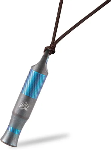 Miniatura 9 de WeKnife Silbato de emergencia de supervivencia, silbato de seguridad de titanio para exteriores, con cuerda de paracaídas para kayak, chaleco Azul