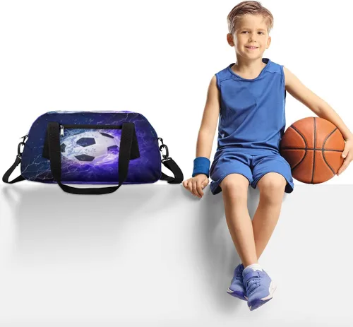 Miniatura 2 de Art Firey - Bolsa de deporte de fútbol para niños, bolsa de gimnasio deportiva para adolescentes y niñas, bolsa de mano para fines de semana, bolsa