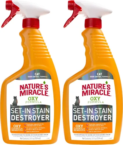 Miniatura 10 de Nature's Miracle Destructor de manchas instalado, 1 galón, para desorden de gatos, fórmula Oxy con aroma a naranja