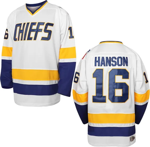 Miniatura 9 de Hanson Brothers - Camiseta de hockey 16 Charlestown Chiefs 17 Jeff Slap Shot 18, camiseta de hockey de película, azul, blanco, S-3XL