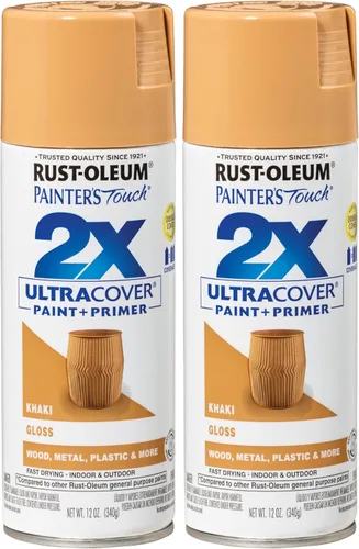 Rust-Oleum 249103 Painter's Touch 2X Ultra Cover - Pintura en aerosol de 12 onzas, caqui brillante (paquete de 2)