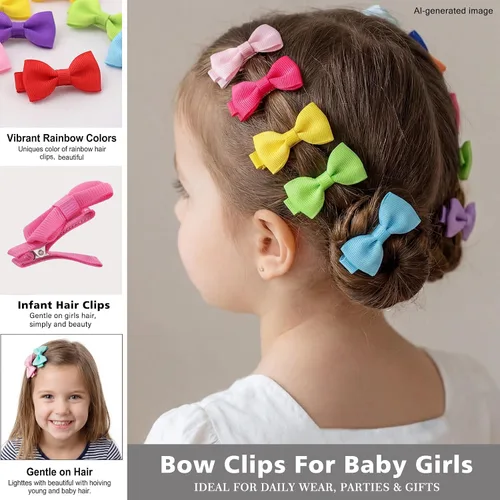 Miniatura 4 de Lazos para el pelo para niñas pequeñas: clips forrados con cinta de grogrén de 1.8 in, 60 piezas (30 pares)