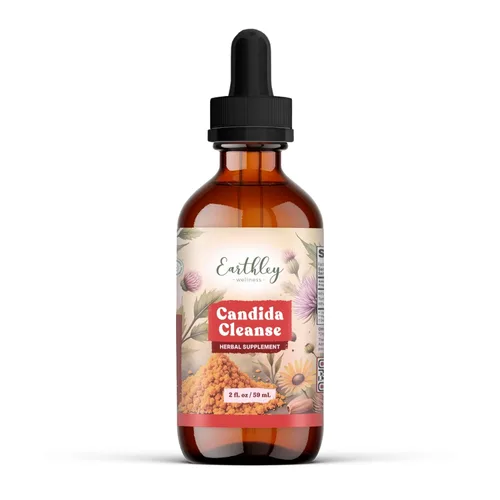 Earthley Wellness Candida Cleanse, tintura de hierbas para el crecimiento excesivo de levadura, apoyo intestinal y hepático, suplemento orgánico