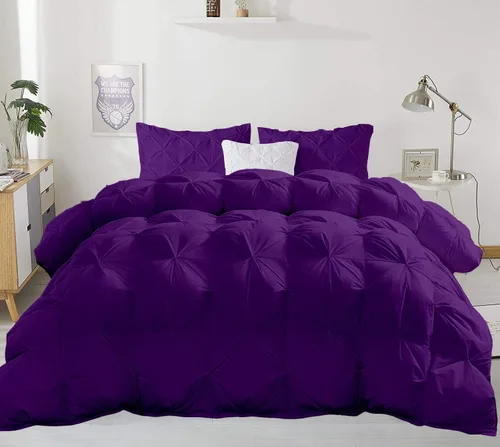 Miniatura 19 de Juego de edredón plisado para todas las estaciones, 21.16 oz/m², 3 piezas (edredón + 2 fundas de almohada), relleno de edredón de algodón egipcio