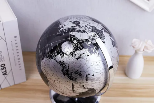 Miniatura 6 de ANNOVA Globo metálico negro – Decoración de escritorio educativa/geográfica/moderna – Arco y base de acero inoxidable/mundo de la Tierra – negro