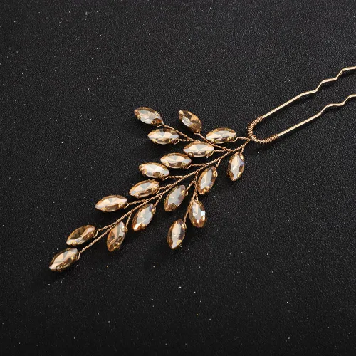 Miniatura 5 de Teyglen Horquillas de cristal para el pelo de novia con diamantes de imitación para el pelo, accesorios para el cabello hechos a mano con diamantes