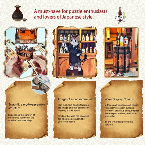 Miniatura 6 de Izakaya - Kits de rincón de libros de bricolaje japonés, rompecabezas de madera 3D para adultos, adolescentes, novia, compañeros de clase y familia