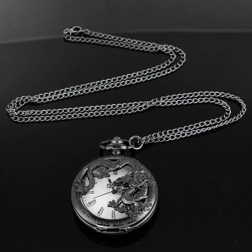 Miniatura 4 de Alwesam Engraved Pattern Design Quartz Pocket Watch RomanArabic Numerals for Birthdays Xmas Best Gifts