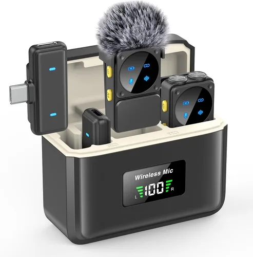 Miniatura 12 de Micrófono de solapa inalámbrico USB C Mini para iPhone 15 16, dispositivos iOS y Android, micrófono de solapa con reducción de ruido para grabación