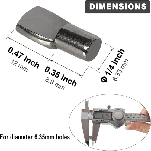 Miniatura 2 de Keenkee Juego de 20 clavijas de estante de 1/4 pulgadas de diámetro para estantes de gabinete, soporte de clips de soporte, forma de cuchara, níquel