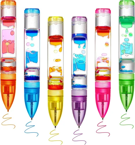 Miniatura 7 de Equsion 3 bolígrafos con burbujas de movimiento líquido, con temporizador colorido, para concentración, estrés, alivio de la ansiedad, juguetes
