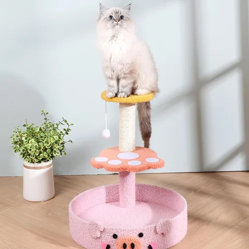 Miniatura 7 de Lindo árbol de gato de peluche decorativo para gatos, torre de dibujos animados, divertida plataforma de diversión, rascador de sisal natural