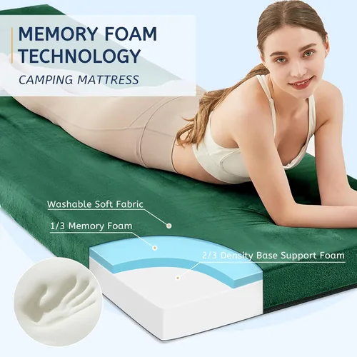 Miniatura 2 de HomeMate CertiPUR-US Memory Foam Camping Mattress Pad Portable Roll Up Mattress for Adults Sleeping Mat Cot Mattress Pad
