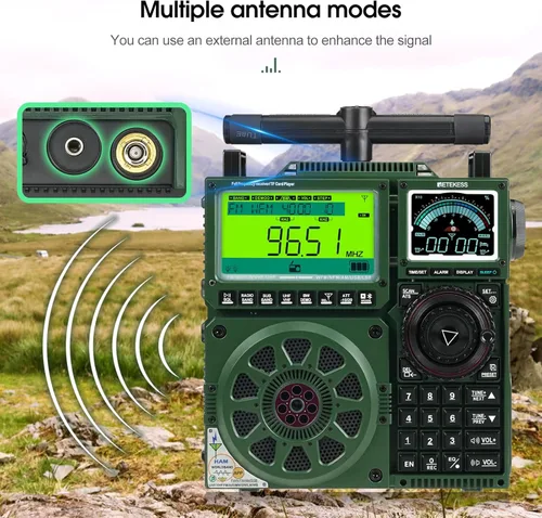 Miniatura 3 de Retekess Receptor de radio de onda corta TR113, AM FM LW WB VHF UHF AIR CB Radio de banda completa con recepción SSB, 3 puertos de antena y antena