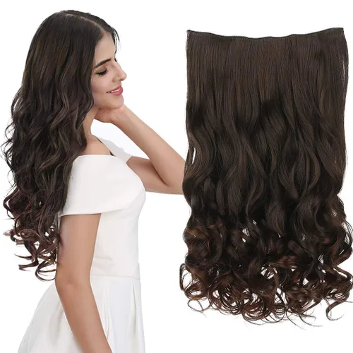 Miniatura 51 de REECHO Extensiones de cabello rubio, extensiones de una pieza con clip de 20" para mujer, extensiones de cabello sintético suave y natural con ondas
