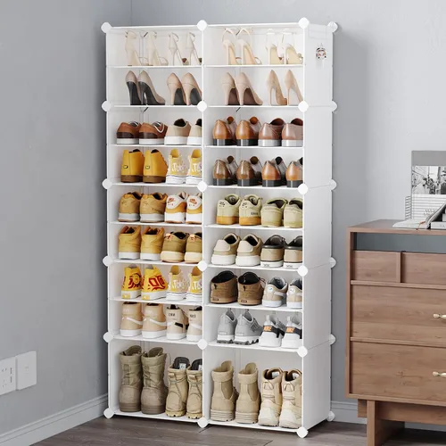 Miniatura 4 de MAGINELS Zapatero de almacenamiento de zapatos, estante de plástico para zapatos, organizador para armario, pasillo, dormitorio, entrada