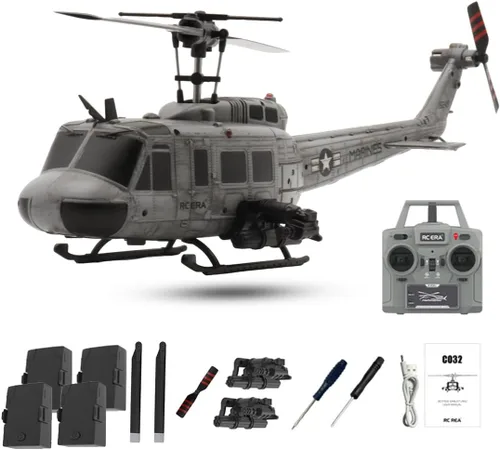 Miniatura 10 de RC ERA C032 UH1Huey Helicóptero RC, un clic de vuelo invertido TOF de flujo óptico estabilizado, 6CH 2.4G helicóptero de control remoto para adultos