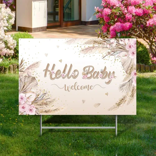 Miniatura 7 de Capoda Letrero de Jardín para Baby Shower con Estaca Letrero de Jardín de Revelación de Género Elefante Azul Rosa Decoración de Césped Niño Niña Oso