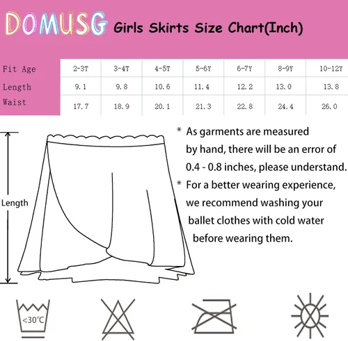 Miniatura 7 de Domusgo Girls Ballet Dance Chiffon Skirt Pull On Ballerina Dancewear for 2-12 Years Old Kids Competition Party Pink Black