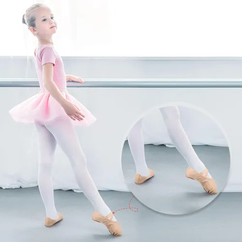 Miniatura 6 de SATINIOR 3 pares de zapatos de ballet para niñas pequeñas zapatillas de baile de cuero suave 3 colores zapatos de baile para niños pequeños