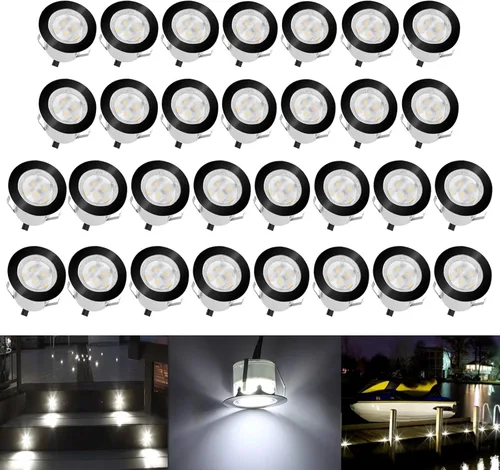 Miniatura 22 de lámpara LED decorativa de bajo voltaje de 1 vatio, impermeable, para exteriores, patio, jardín, escaleras Blanco cálido