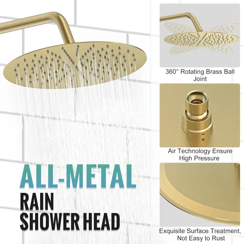 Miniatura 3 de SR SUN RISE Grifo de ducha – Sistema multifuncional de cabezal de ducha de alta presión con accesorios de cabezal de ducha de mano – Válvula Oro