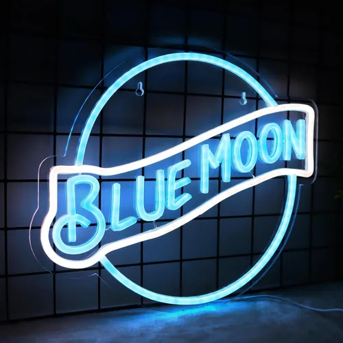 Miniatura 5 de Letreros de Neón Luna Azul para Decoración de Pared Luces de Neón para Dormitorio Letreros LED Adecuados para Cueva de Hombre Bar Pub Restaurante