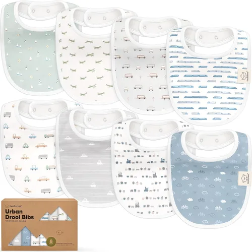 Paquete de 8 baberos orgánicos para bebés niños, niñas - baberos de algodón suave para babear y dentición para bebé niña y niño, extra absorbentes,