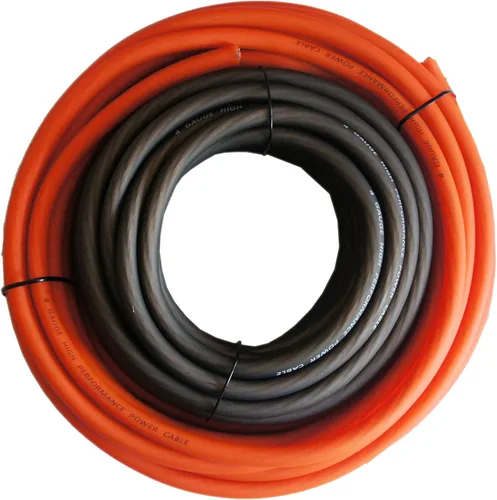 Cable de alimentación RD True calibre 4 AWG CCA de 25 pies naranja y cable de batería de tacto suave de tierra negra de 25 pies, sistema estéreo de