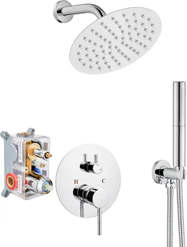 Miniatura 15 de Airuida Accesorios de ducha de 2 funciones, juego de grifo de ducha montado en la pared para baño, ducha de mano de latón de alta presión con cromo