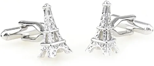 Miniatura 3 de MRCUFF Par de gemelos franceses de Francia Torre Eiffel Caja de regalo y paño de pulido