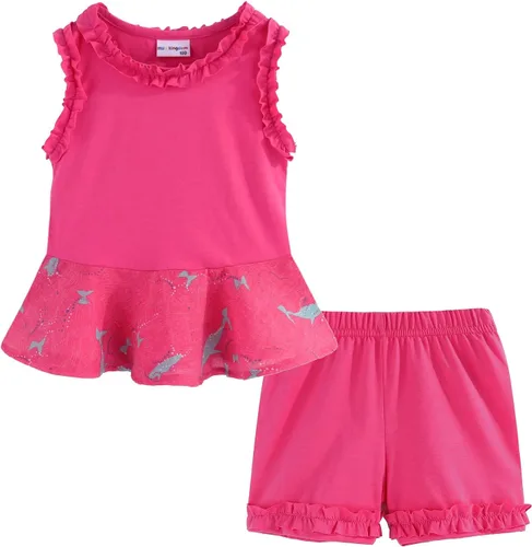 Miniatura 115 de LittleSpring Conjunto de verano para niñas con camiseta sin mangas y pantalones cortos florales